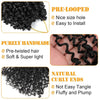 Black pre-looped crochet hair extensions showing various textures and styles