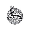 Black enamel lapel brooch featuring a hand gesture and text that reads I MATCH Energy so how we act today