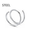 A silver steel hoop nose ring jewelry item shown against a white background.