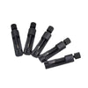 A set of black adjustable watch band link repair kits with metal pins and tools.