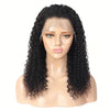 A natural Jerry curl lace front wig displayed on a mannequin head.