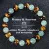 Tiger eye crystal bracelet featuring polished green and brown beads for attracting wealth, abundance, and prosperity
