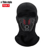 Black thin style balaclava face mask with red accents and an air flow logo