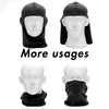 Black windproof dustproof ski mask and neck cover displayed on a mannequin head.