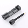 A black precision watch link pin remover tool is shown with a threaded end.
