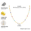 Gold stainless steel choker necklace with various colored stones and adjustable length