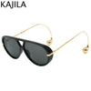 Gafas de piloto vintage negras y grandes con brazos metálicos tono dorado