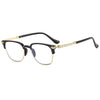 Black fashion metal half-frame reading glasses with gold accents