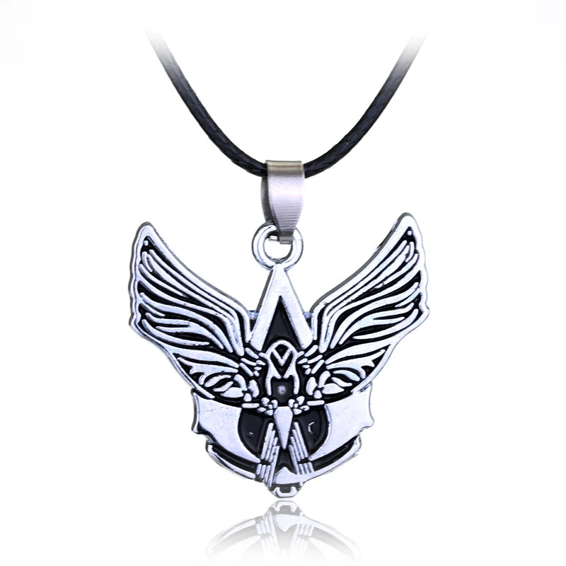Stainless steel pendant necklace featuring an eagle and dagger design with wings.
