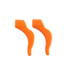 Two orange silicone ear hooks designed for sports and active use