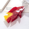 Pinza para el pelo con forma de pez, acrílico rojo y amarillo vibrante para mujeres