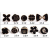 A collection of elegant button brooch pins in various shapes and sizes, numbered 31 through 40.