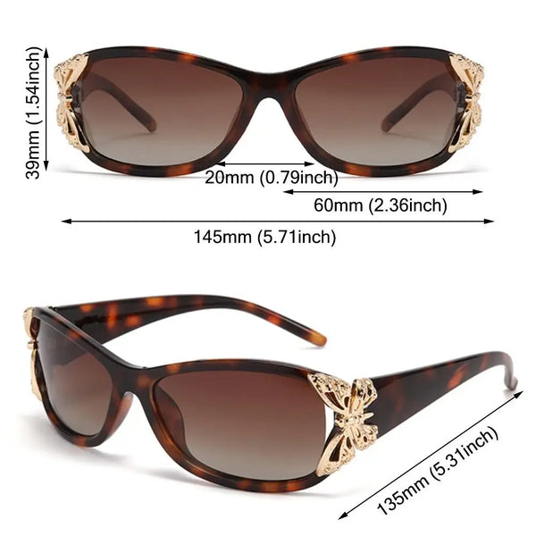 Brown tortoiseshell sunglasses with gold accents shown in a side view.