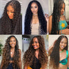 A collage of women modeling a Boho Goddess Box Braid Wig in various styles and colors.