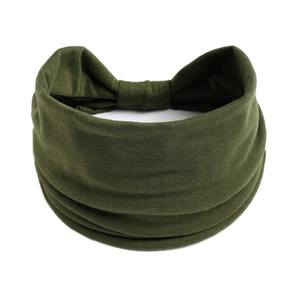 Olive green boho knot headwrap hair band for women