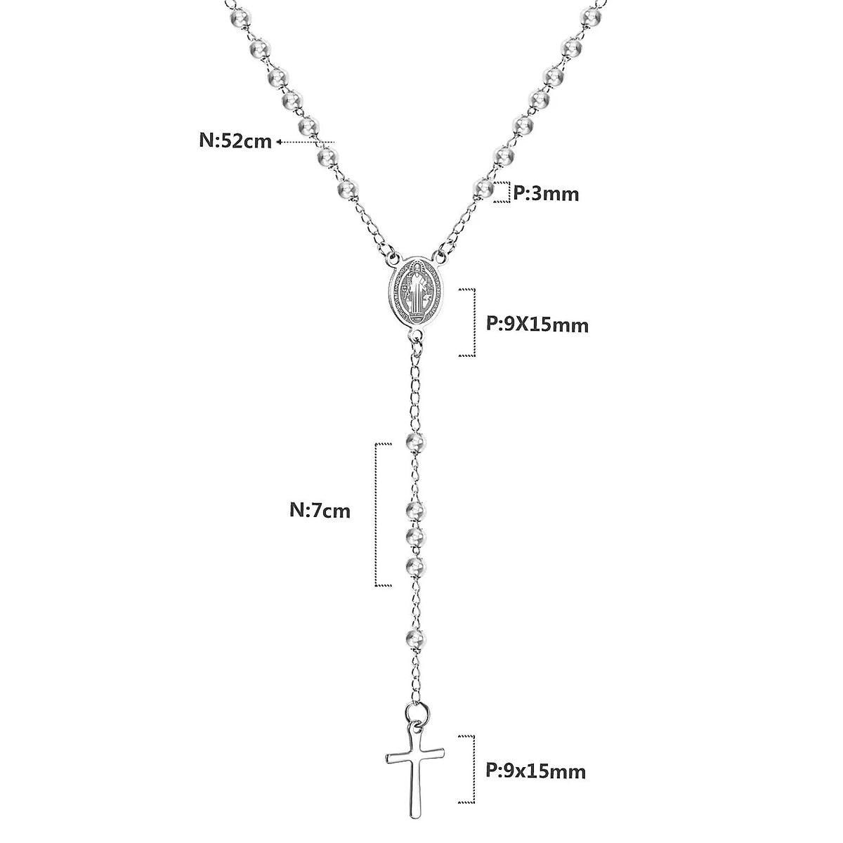 Stainless Steel Virgin Mary Cross Necklace with Extender Chain