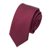 A maroon men's slim jacquard business tie folded and displayed against a white background.