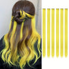 A set of 24 inch colored hair extensions featuring blonde and brown ombre shades.
