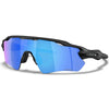 A pair of blue polarized cycling sunglasses with a black TR-90 frame.