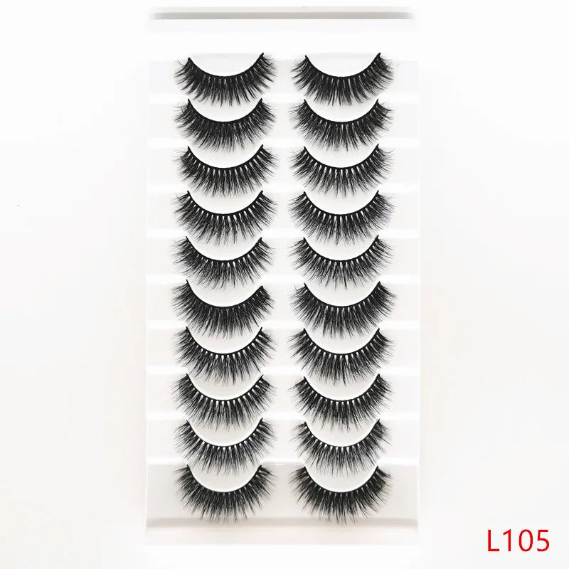 A display of dramatic mink false eyelashes in various styles and lengths.