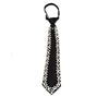 Elegant black tie adorned with a line of white pearls and rhinestones
