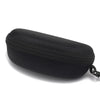 Black retro oval sunglasses case with a zippered closure
