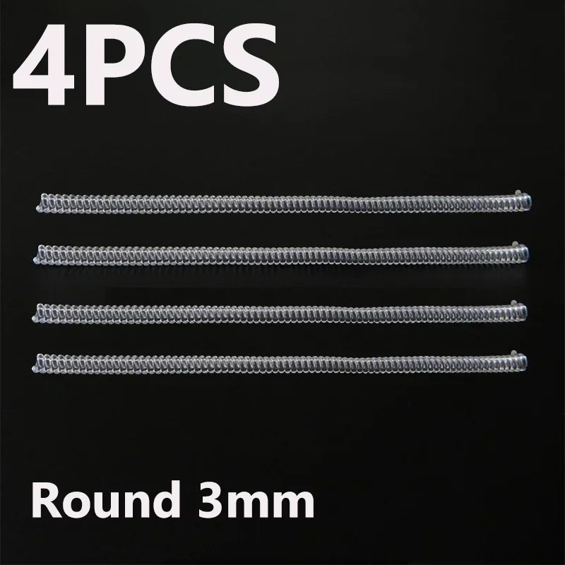 A set of four round 3mm invisible ring size adjusters.