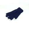 A dark navy blue knit glove with white cuff trim.