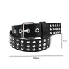 Black leather goth punk belt featuring silver buckles and bullet studs.