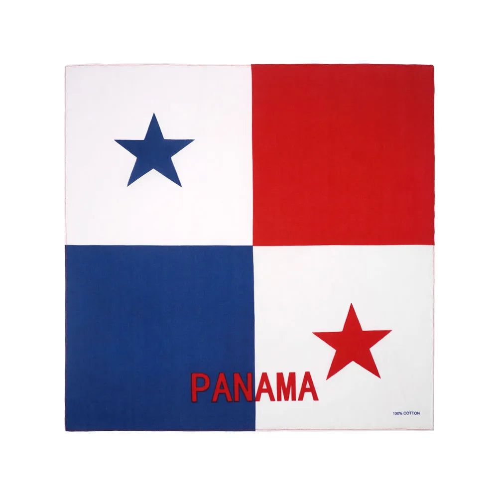 Rechteckiges Bandana mit der Flagge Panamas in rot-weißen Feldern und blauen Streifen.
