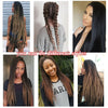 A collage showing various styles of pre-stretched Kanekalon braiding hair extensions on different models.