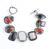 Boho gold plated resin statement choker necklace featuring various colored and translucent gemstone beads