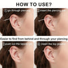 Instructions showing how to use a titanium piercing bar and taper pin for ear piercings.
