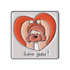 Broche émail en forme de cœur avec le visage stylisé d'un homme à la barbe et le texte Love you!