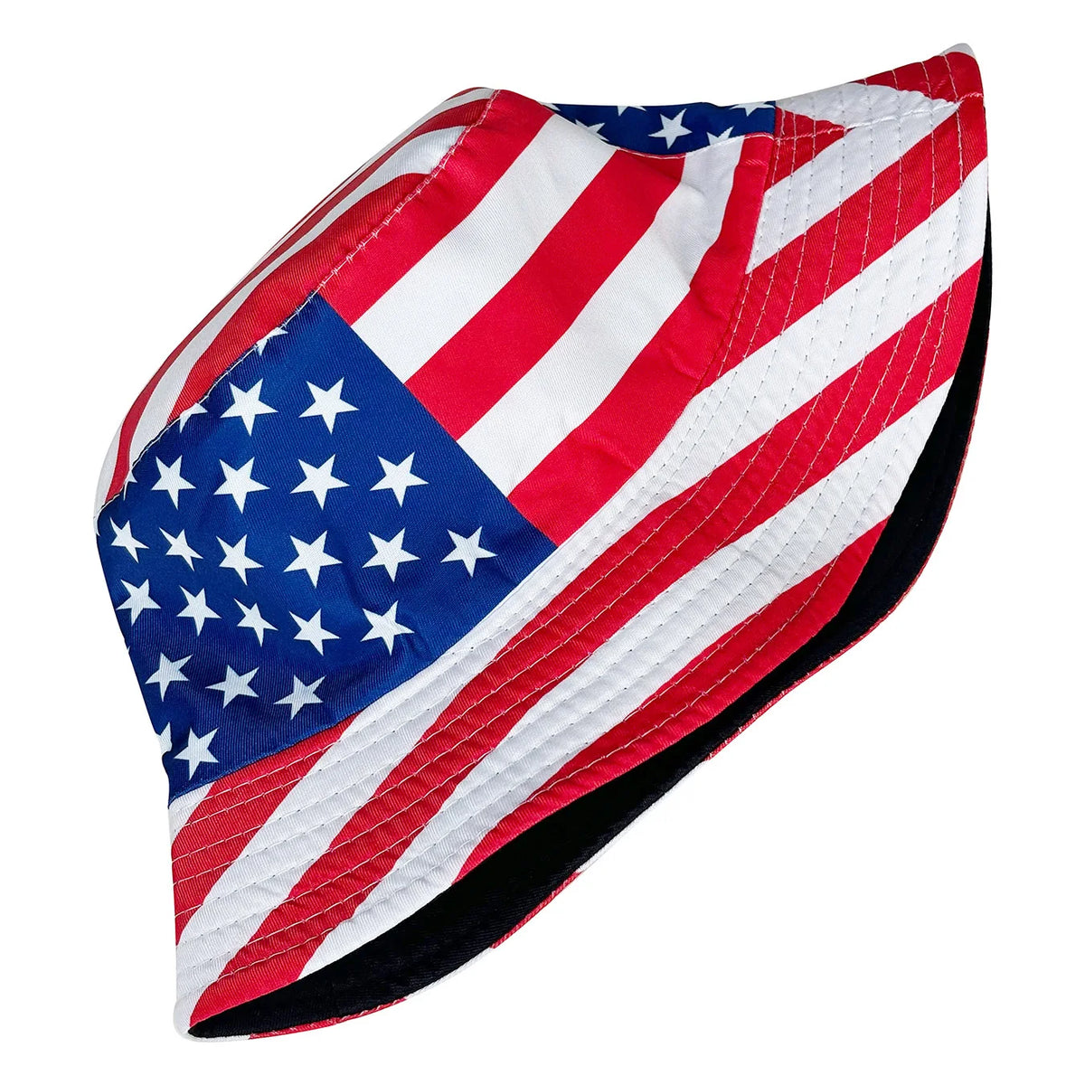 Umkehrbare patriotische Bucket-Hat mit amerikanischer Flaggenmuster
