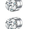 Silver magnetic nose stud earrings made of stainless steel and cubic zirconia stones