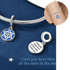 Sterling silver star moon charm bracelet featuring a pendant with an Islamic star design