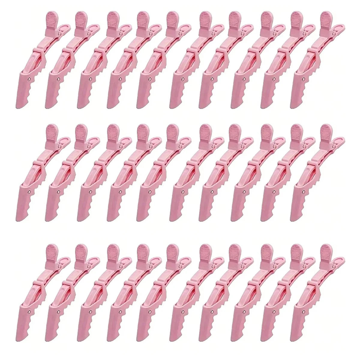 A set of pink professional multifunctional hair sectioning clips.