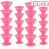 A set of 20 pink heatless magic hair curlers for styling hair.