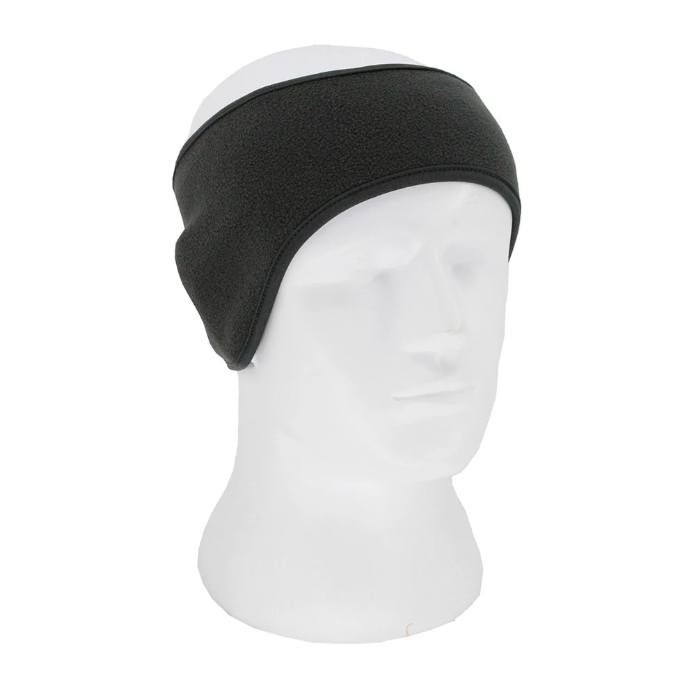 Schwarzer dicker Fleece-Windschutz-Ohrschutz auf weißem Mannequin-Kopf