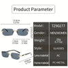 Gray square frameless sunglasses with a metal frame and PC lenses for men and women