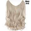 A bundle of wavy, light blonde hair extensions with a seamless finish.