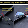 Two styles of photochromic progressive reading glasses are shown, highlighting the difference between pure and semi-memory me
