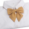 White collared shirt with a mustard yellow butterfly ribbon tie set