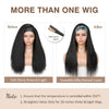 Before and after comparison of a black straight wig showing texture and luster changes