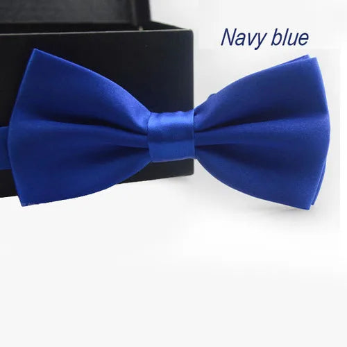 Nœud papillon en satin bleu marine pour garçons et filles