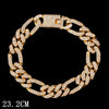 A close-up of a gold crystal Cuban link bracelet for women.