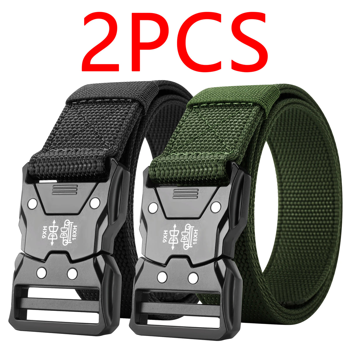 Zwei schwarze Nylon-Taktikgürtel mit verstellbarer Taille für Outdoor-Ausrüstung
