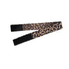 A black and brown leopard print adjustable wig band for hairline edging.