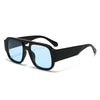 Gafas cuadradas retro de doble puente negras con lentes azul claro